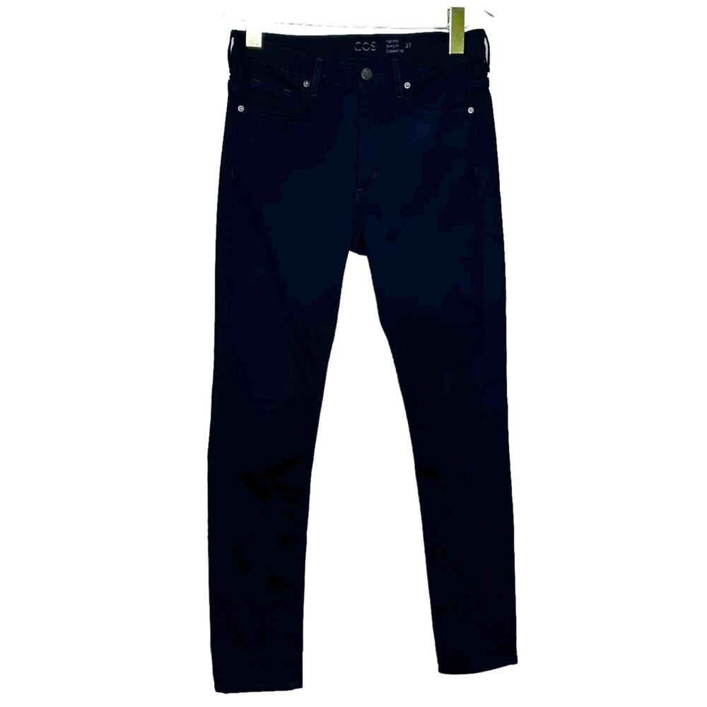 COS Jeans Womens 27 Dark Black High Rise Cropped Leg Skinny Fit Crop Minimalist